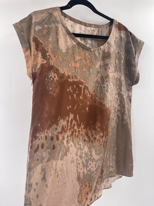 Eileen Fischer 100% Silk Tie Dye Patterned Blouse (M)