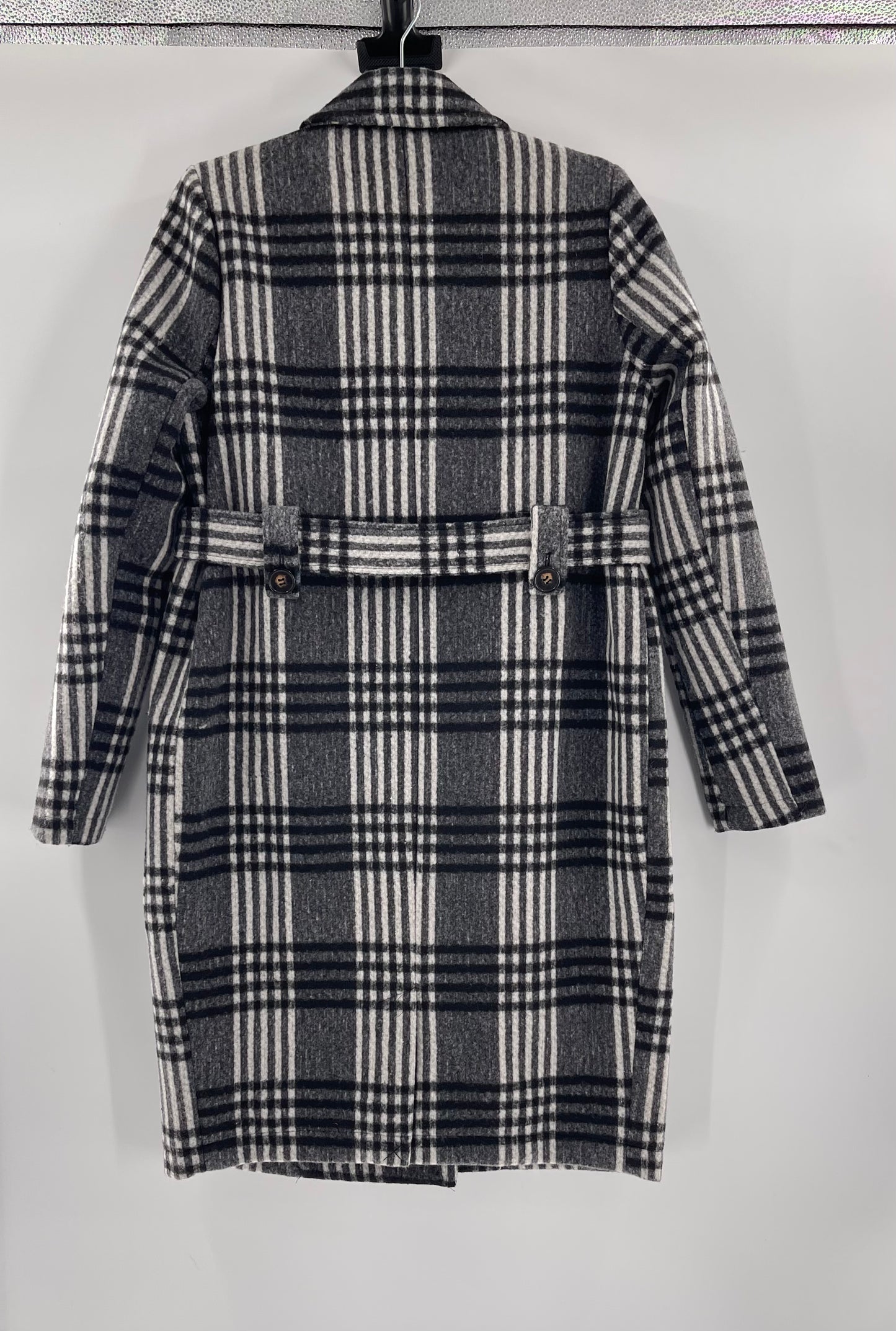 Motherhood Maternity winter coat Black, white, grey plaid - Size S