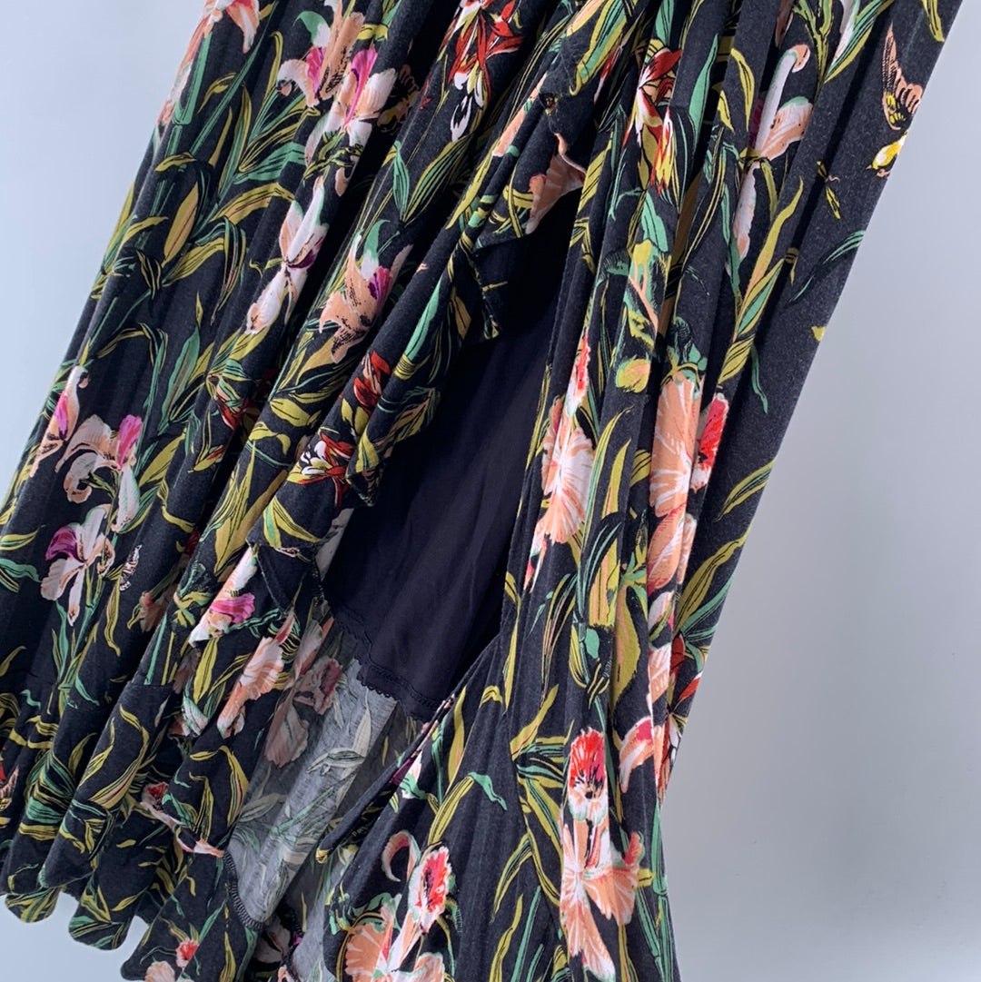 Maeve Charcoal Tropical Patterned Maxi (M)