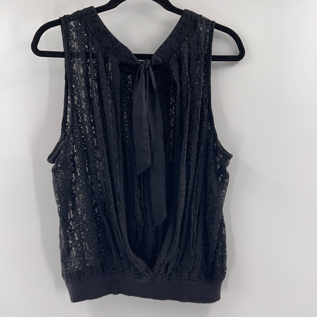 Free People Black Lace Open Back Tank (L)