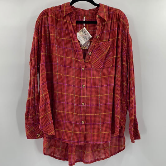 Free People Red Oversized Flannel (XS)