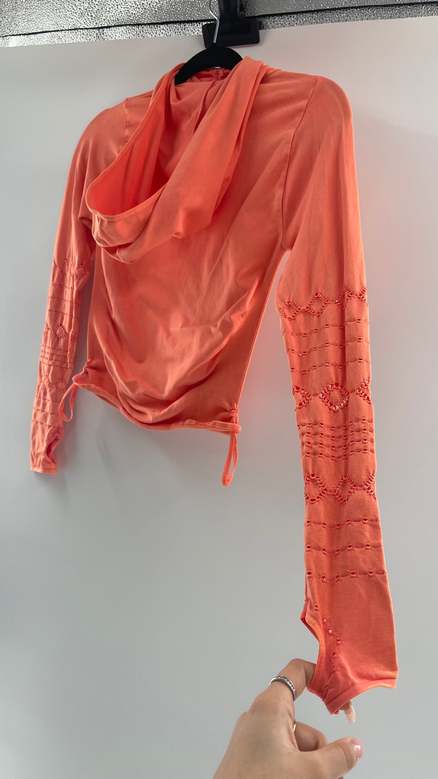 Free People MovementGood Karma Neon Orange Hooded Long Sleeve (XS/S)