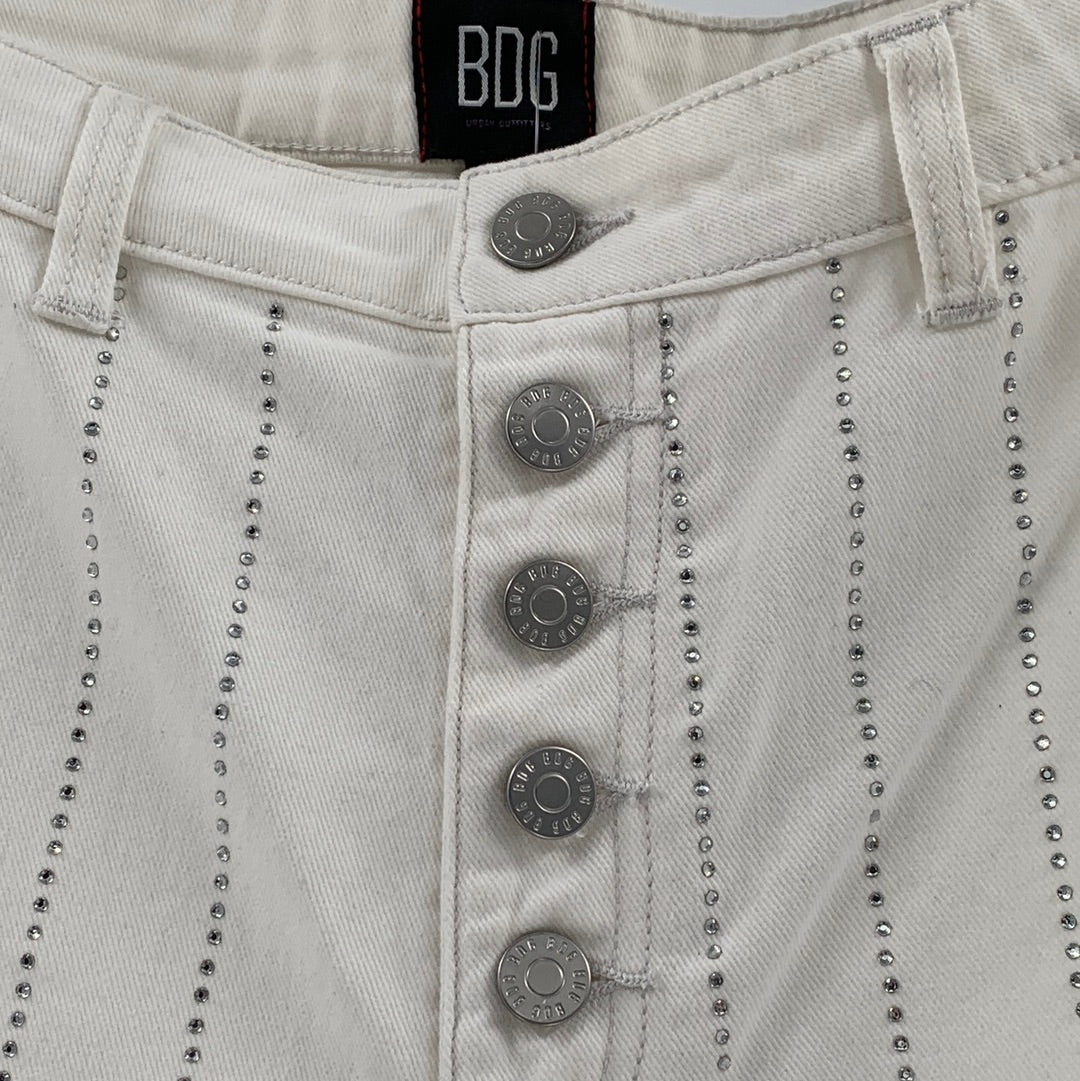 BDG/Urban Outfitters White Button Up Vertical Rhinestone Striped Jeans (Size 28)