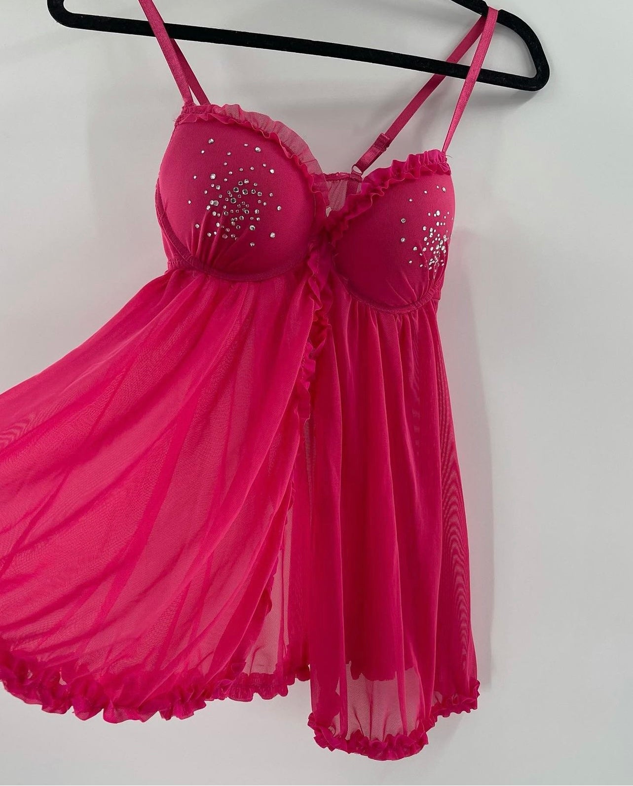 Vintage Hot Pink Mesh Babydoll (Medium)