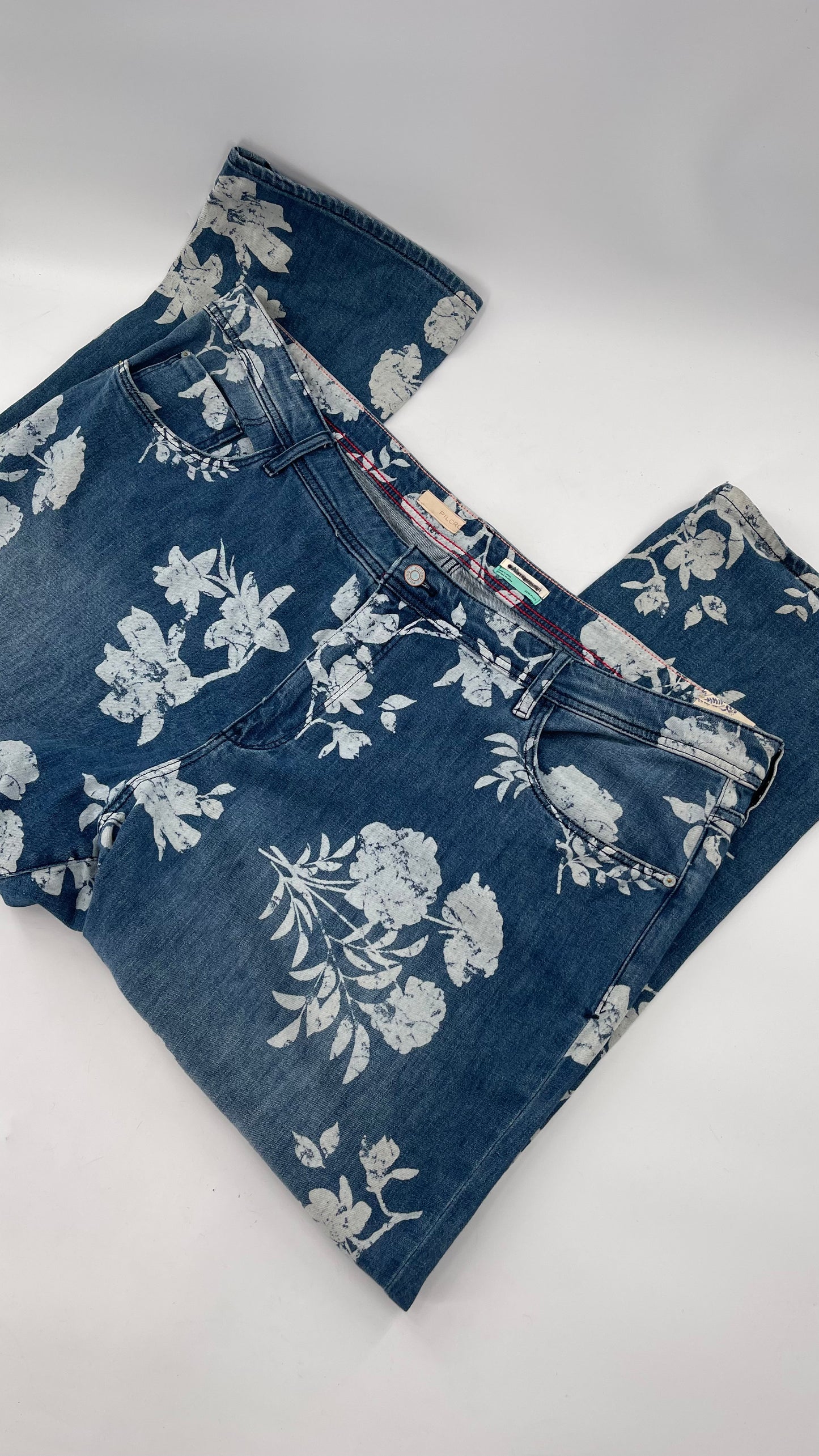 Pilcro + The Letterpress Anthropologie Bleached Florals Jeans (26W PLUS)