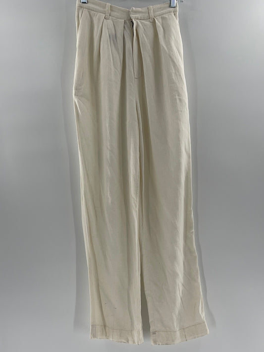 Free People White Linen Trousers (Size XS)