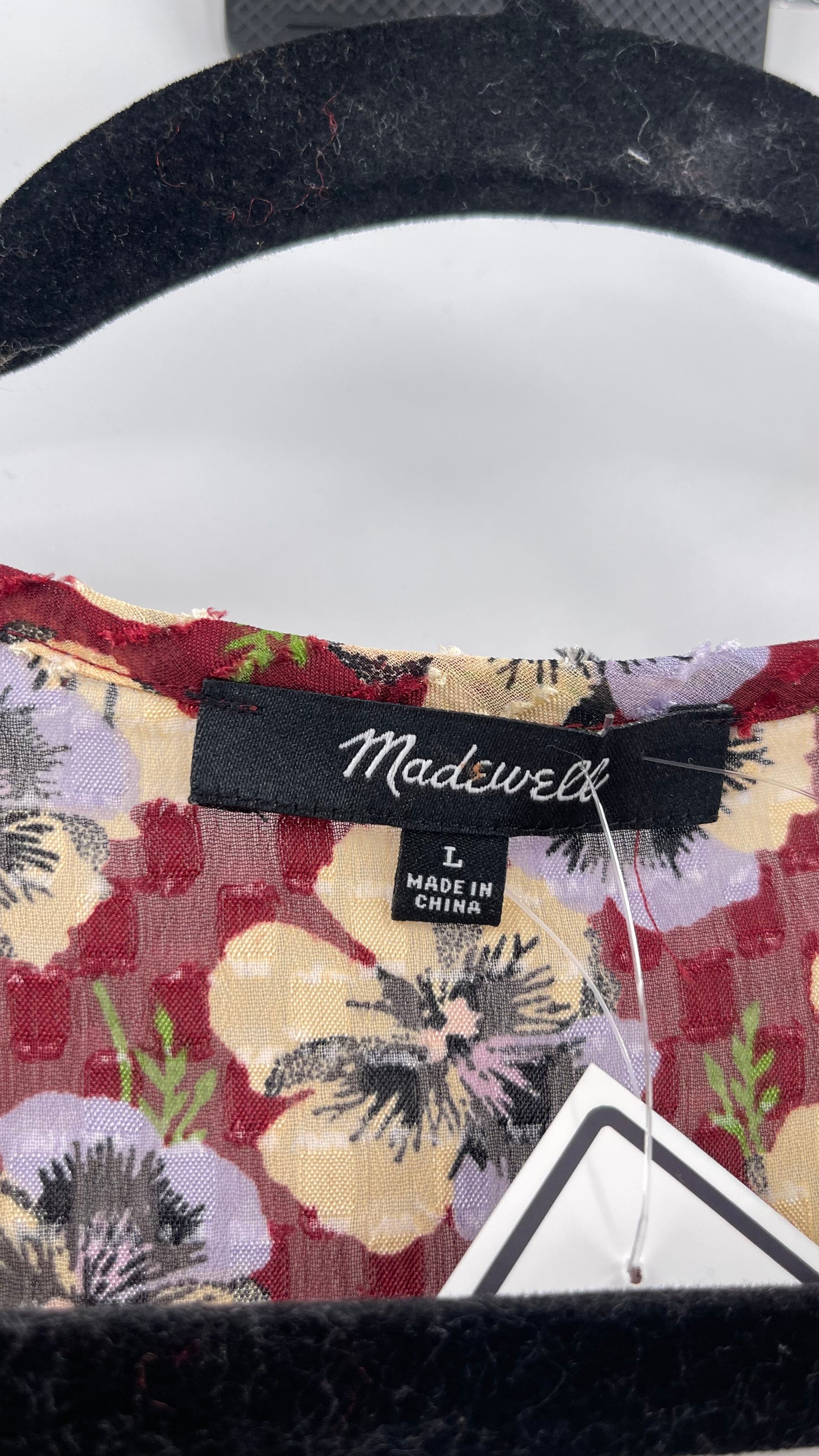 Madewell Burgundy Floral Blouse (Large)