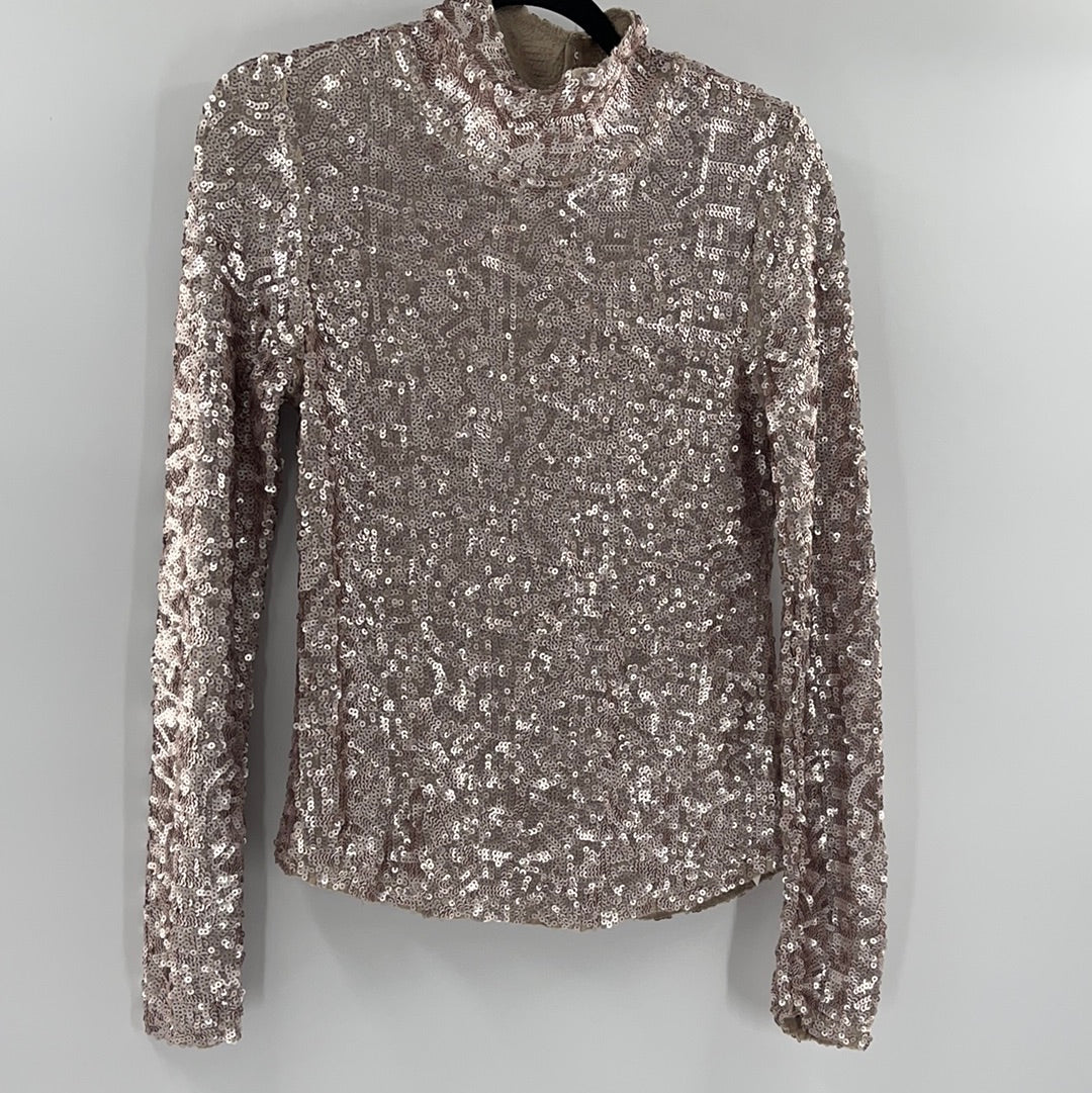 Free People Sequined Turtle Neck (S)