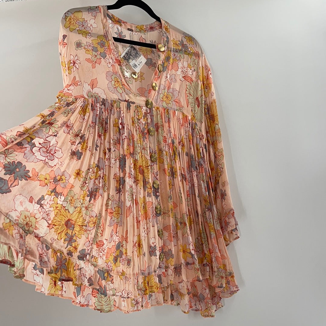 Free People Floral Patterned Voile Dress (Sz XS)