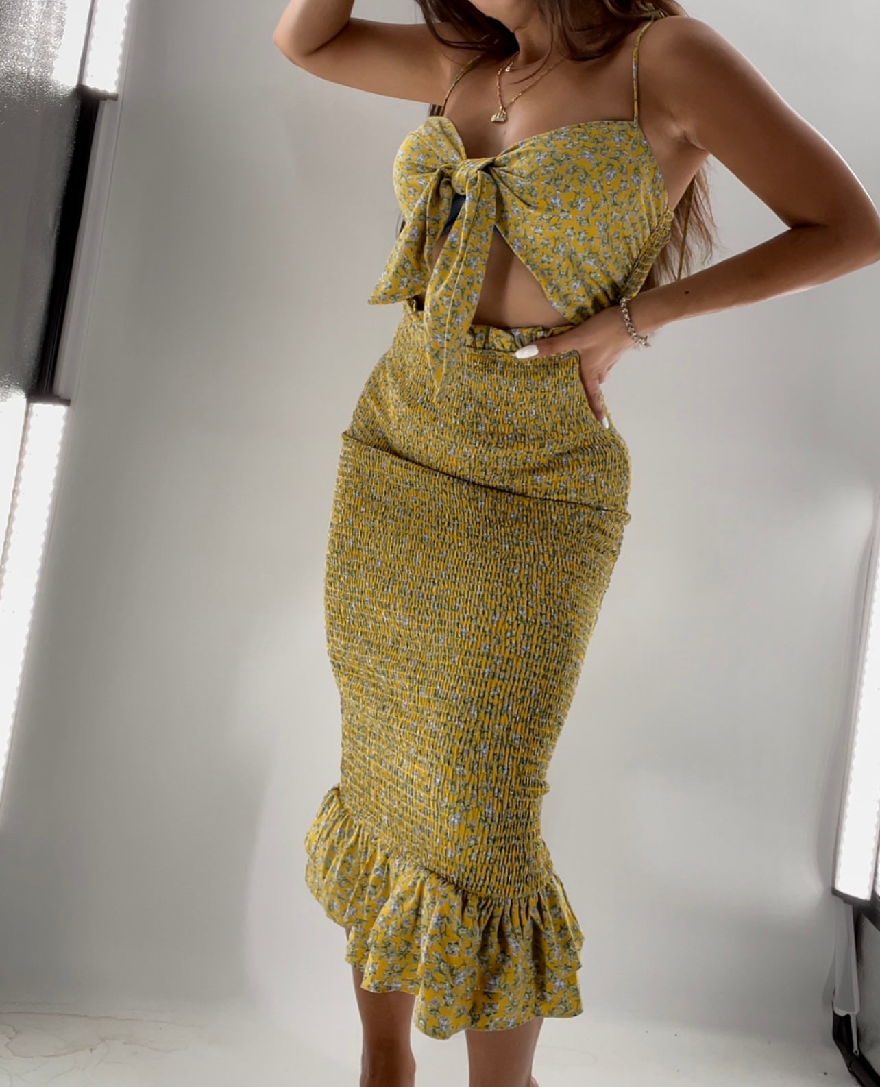 Smocked Yellow Floral Maxi (M)