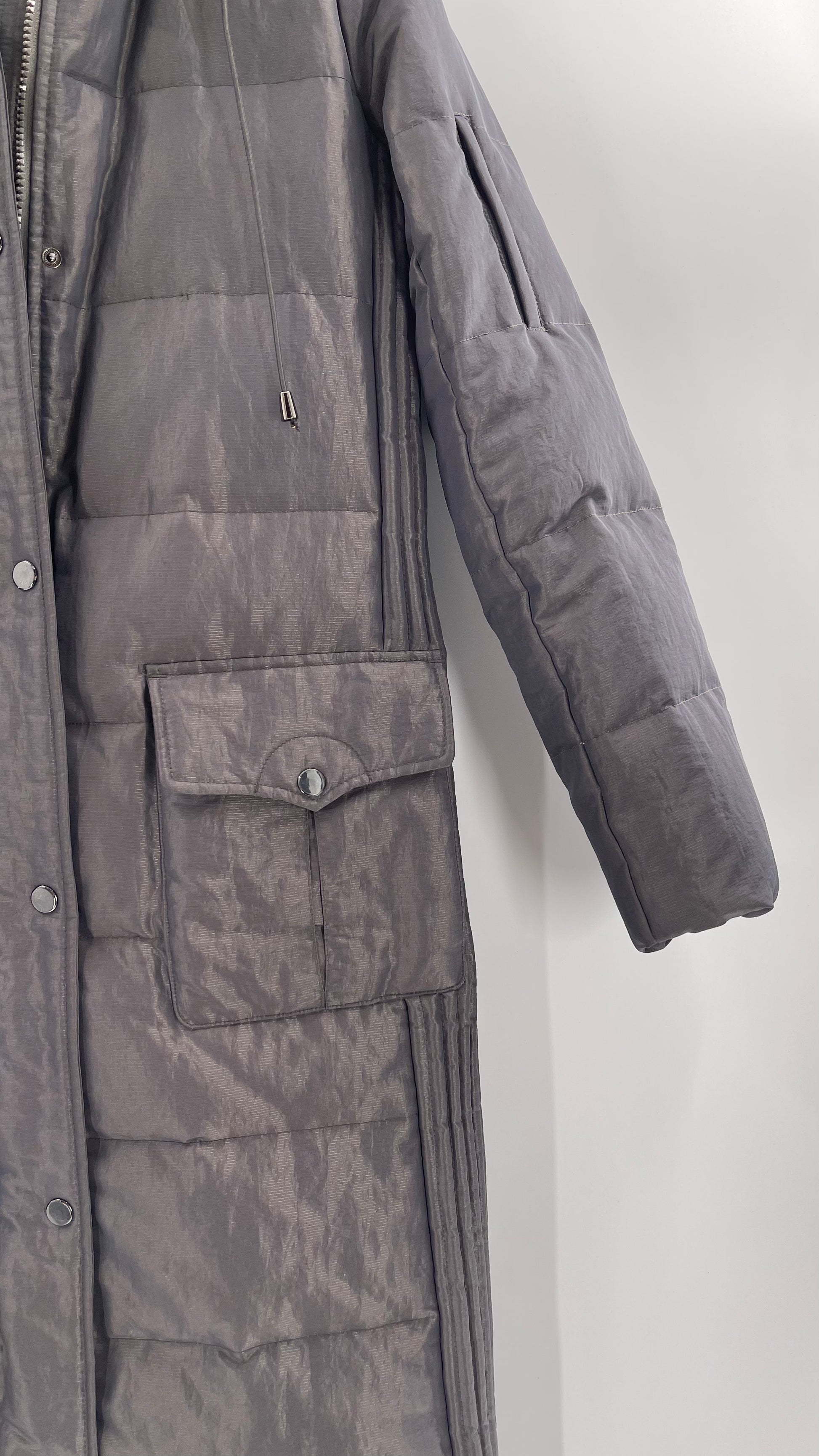 Braetan Vintage Gray Nylon Hooded Coat Size S