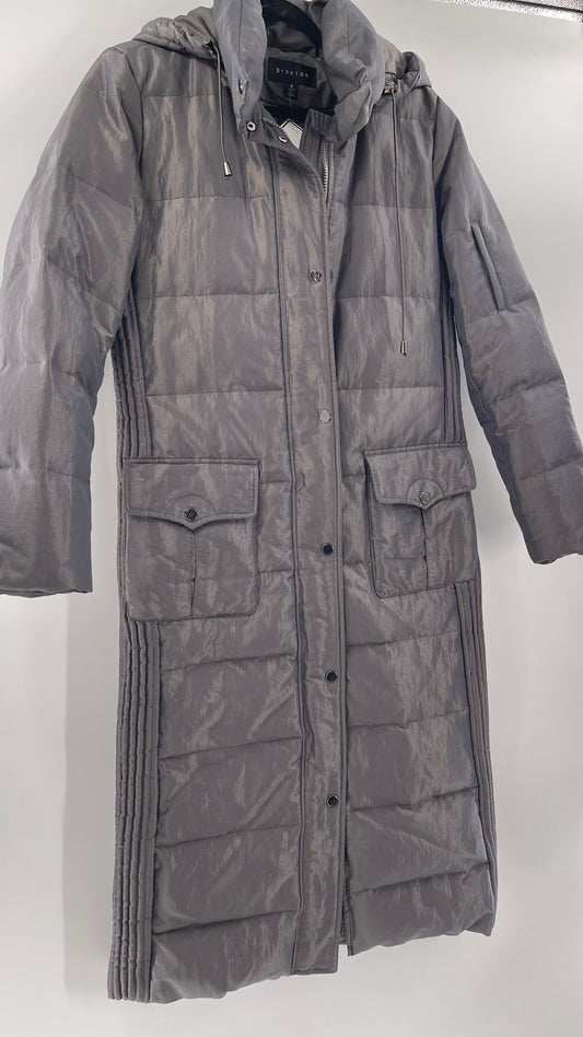 Braetan Vintage Gray Nylon Hooded Coat - Size S