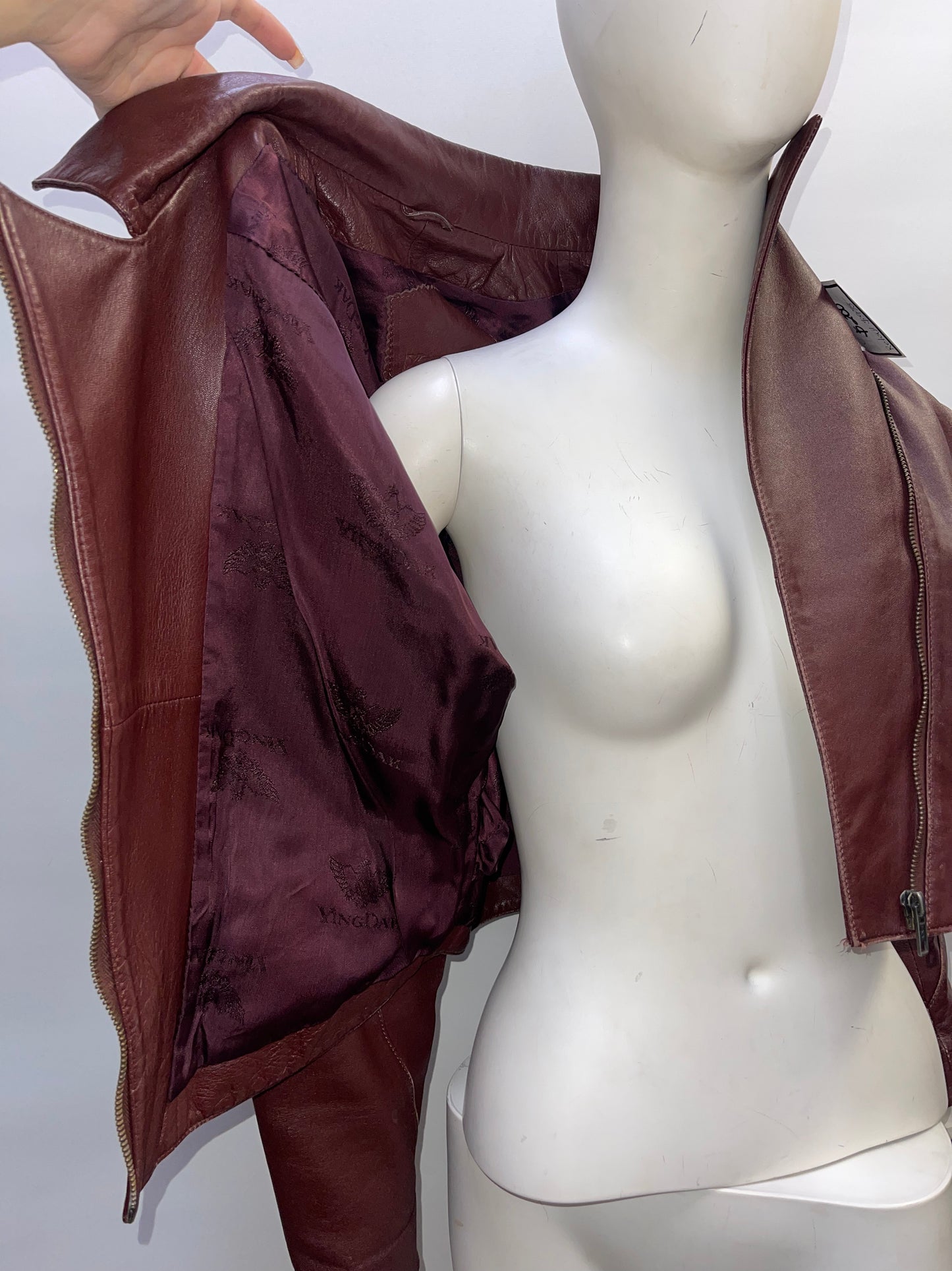 YingDak Burgundy Leather Jacket