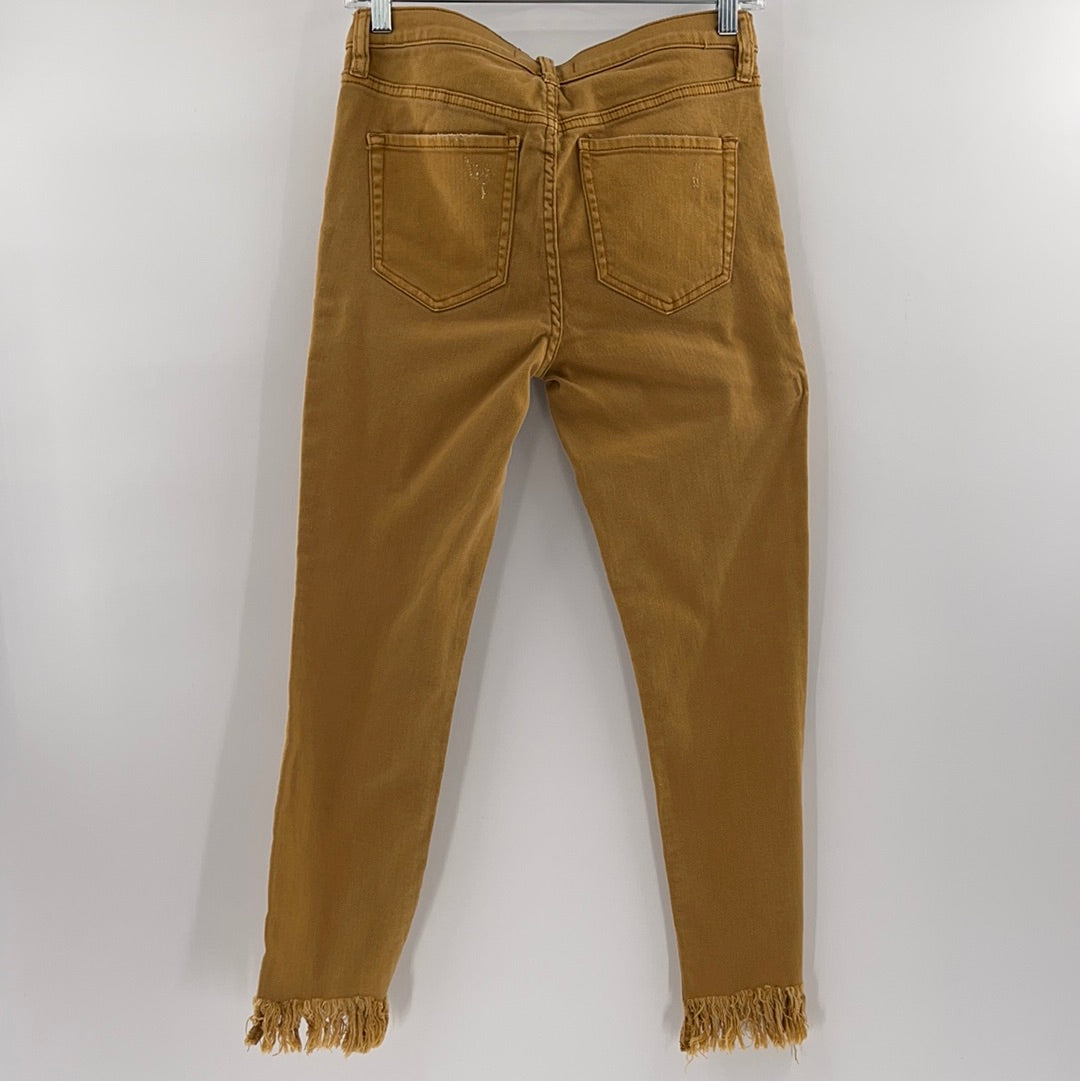 Free People Mustard Yellow  Ripped Jeans (Sz W 27)