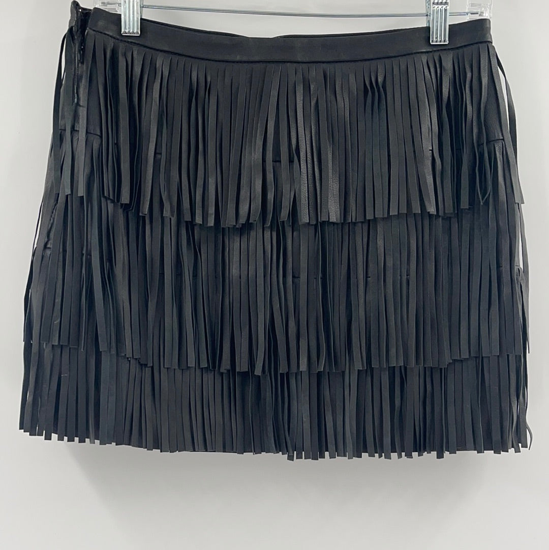 Zara Woman Black Fringe Mini Skirt - (Size 5 USA)