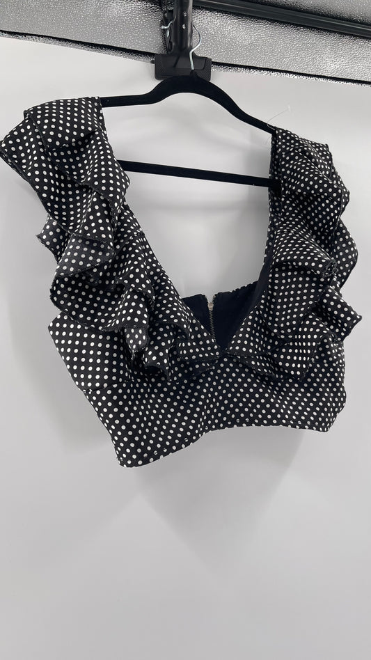 Polka Dot Ruffle Neckline Crop (Medium)