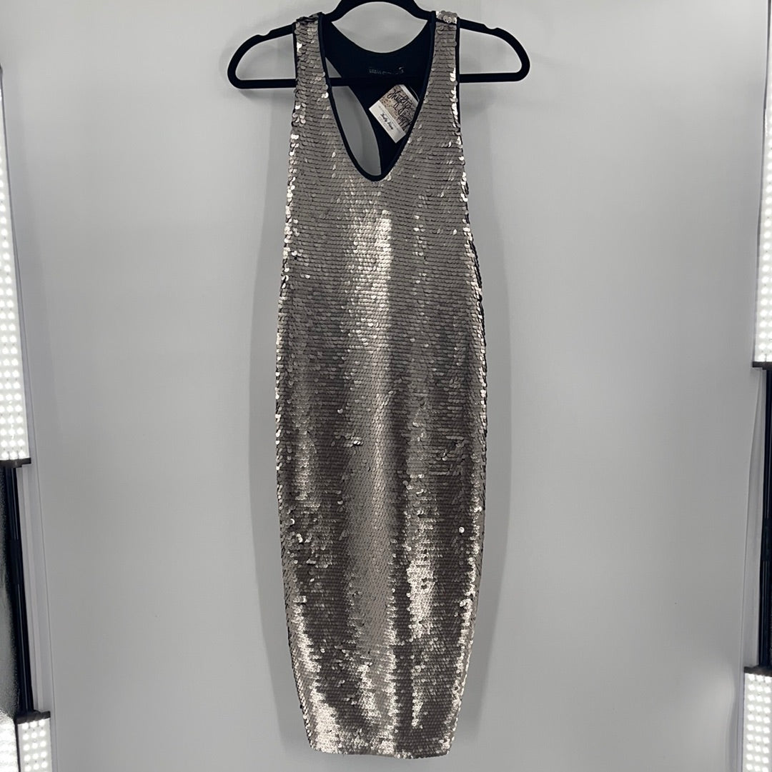 Urban Outfitters - Sleeveless Sequin Silver Midi Dress (Size XS/S)