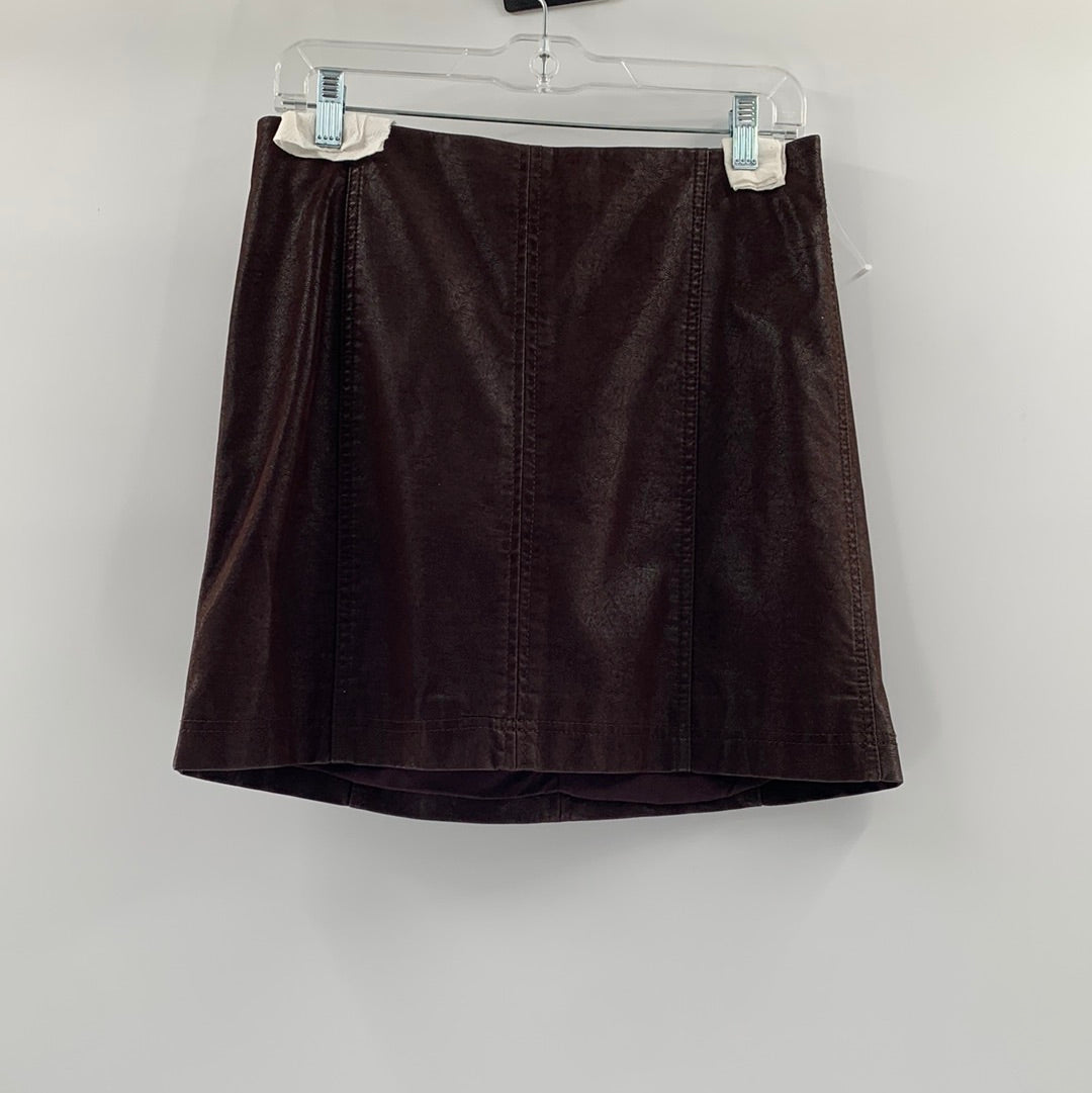 Free People Brown Vegan Leather Mini Skirt (Size 10)