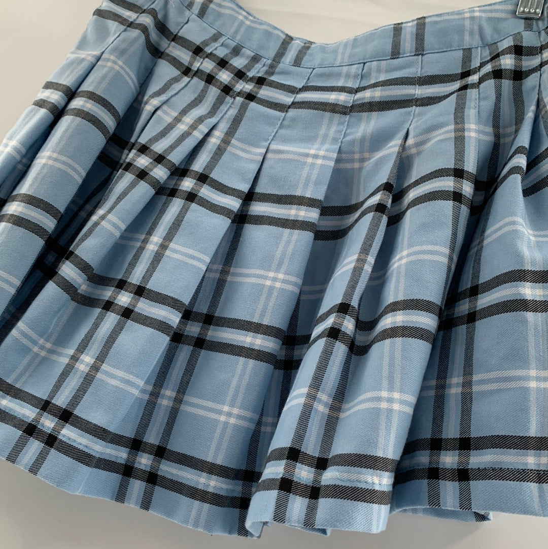 Streetwear Society Blue Plaid Mini Skirt (Size Large)