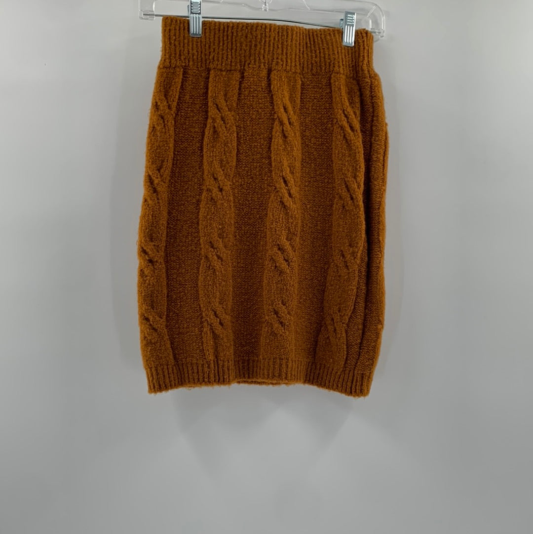 Urban Outfitters Brown Cable Knit Mini Skirt (Size XS)