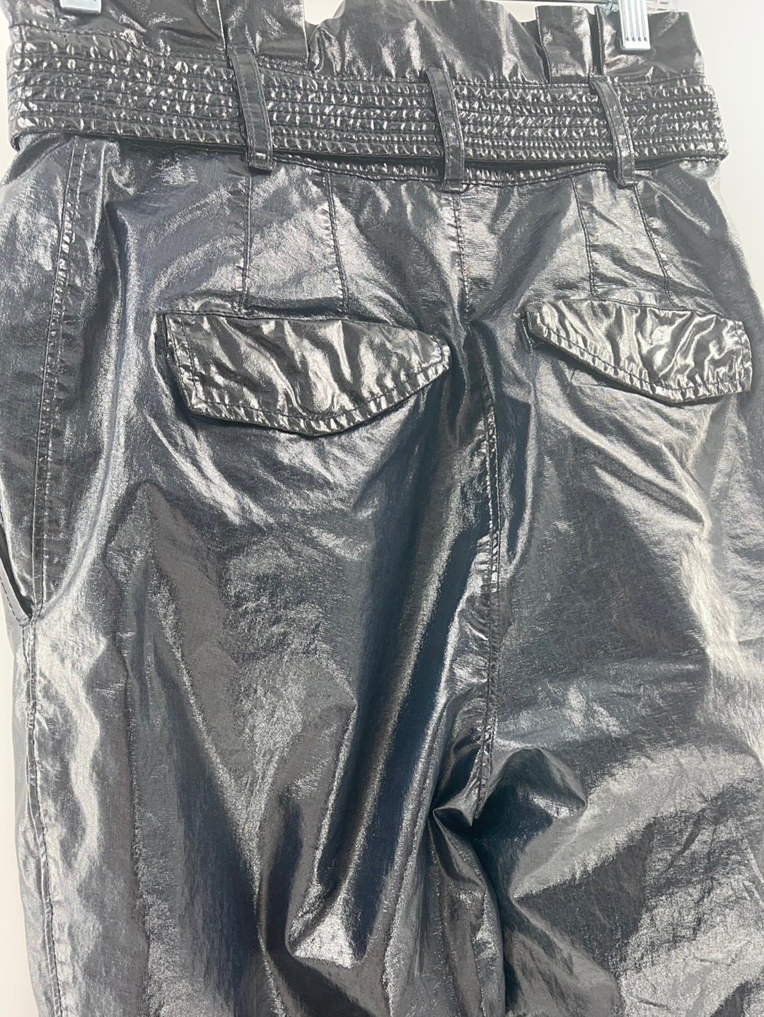 Free People Shiny Black Pants with Belt (Size 4)