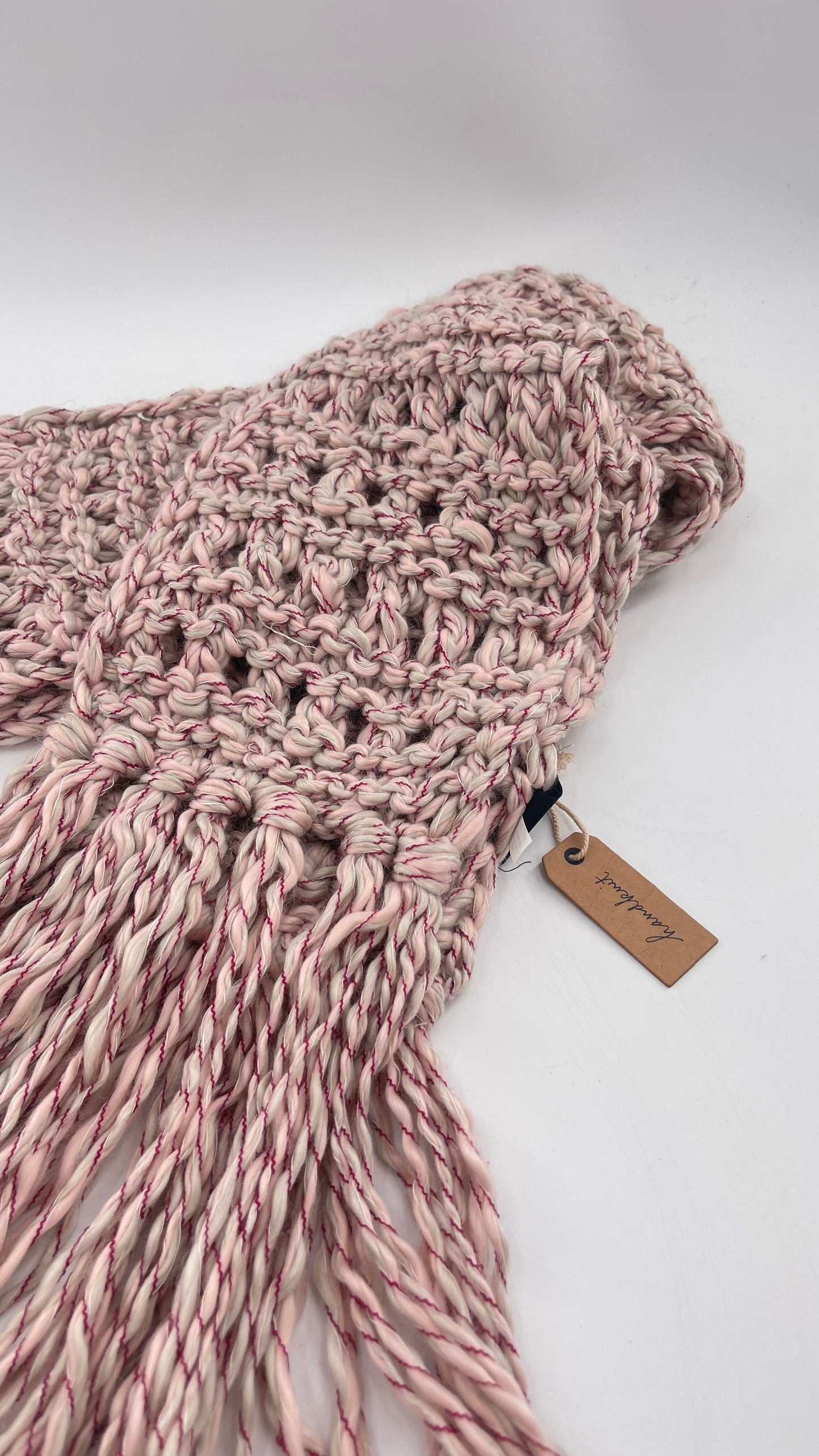 Beige/Pink/Maroon HandKnit Scarf