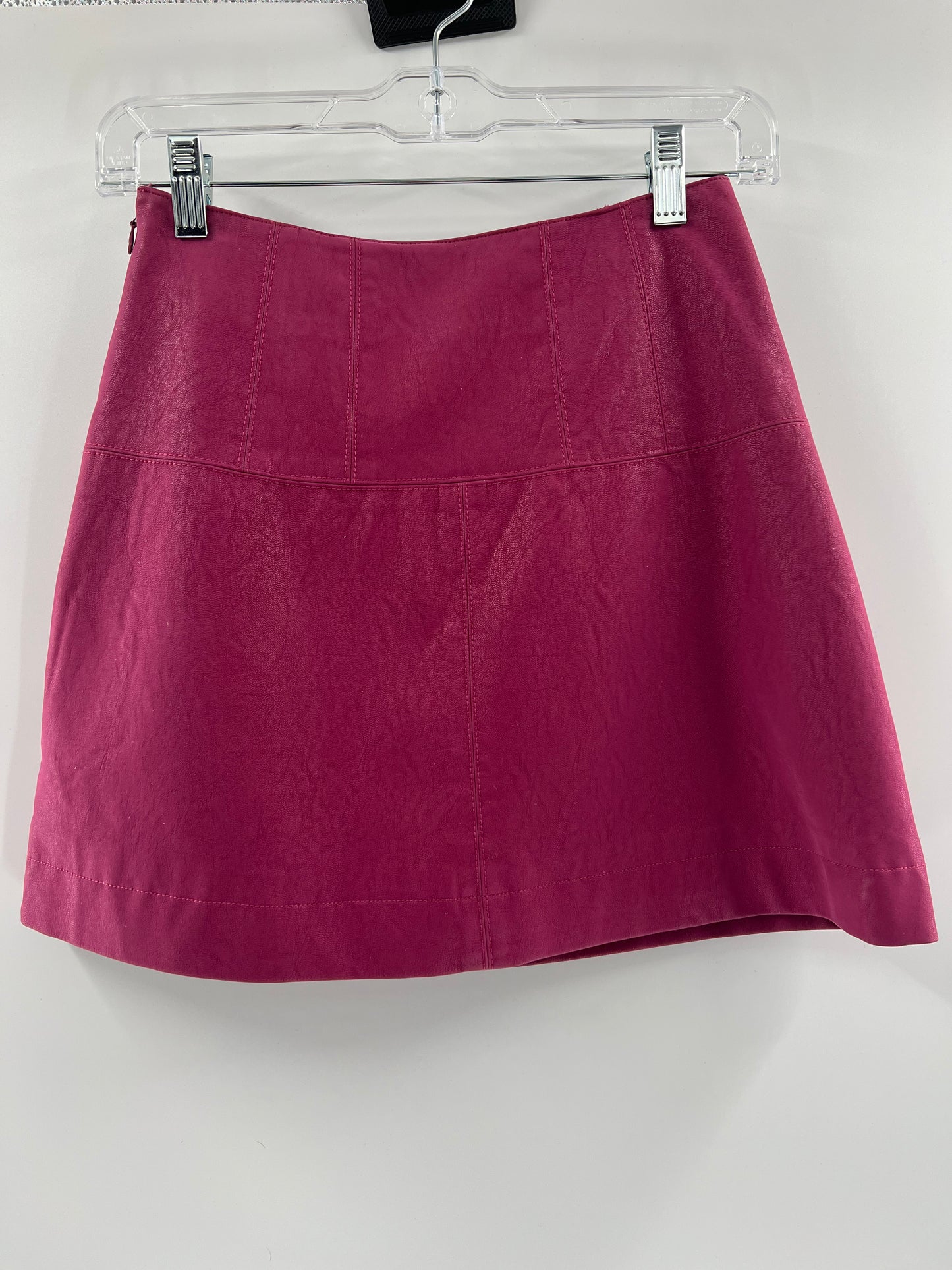 Free People - Vegan Leather Pink Mini Skirt (Size 0)