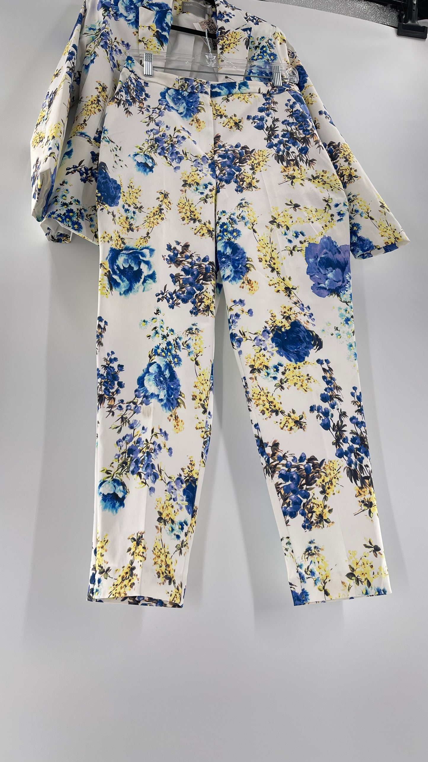 ASOS White Floral Blazer and Trouser Set (Size 4 blazer, Size 6 trouser)