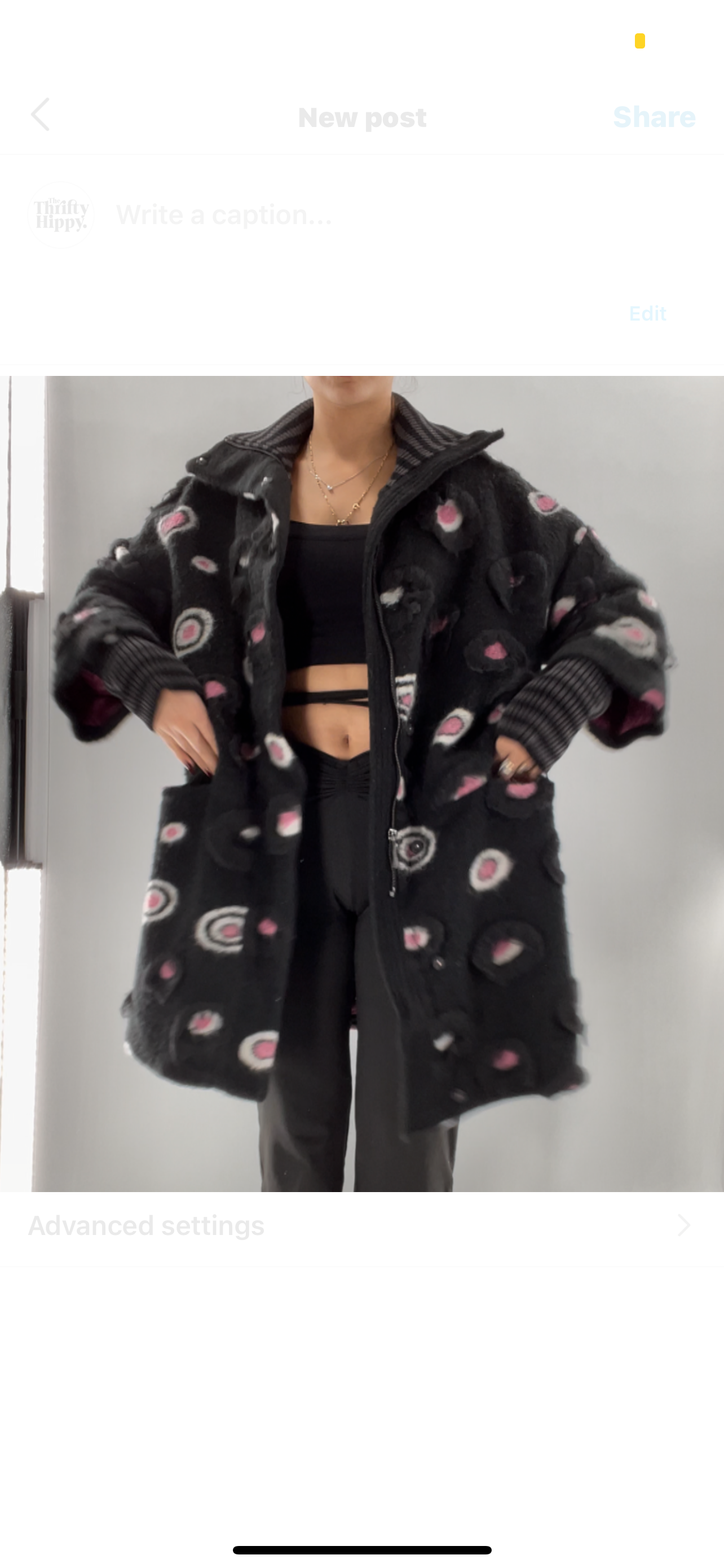 Rara Arvis Black + Pink Textured Circle Pattern Coat