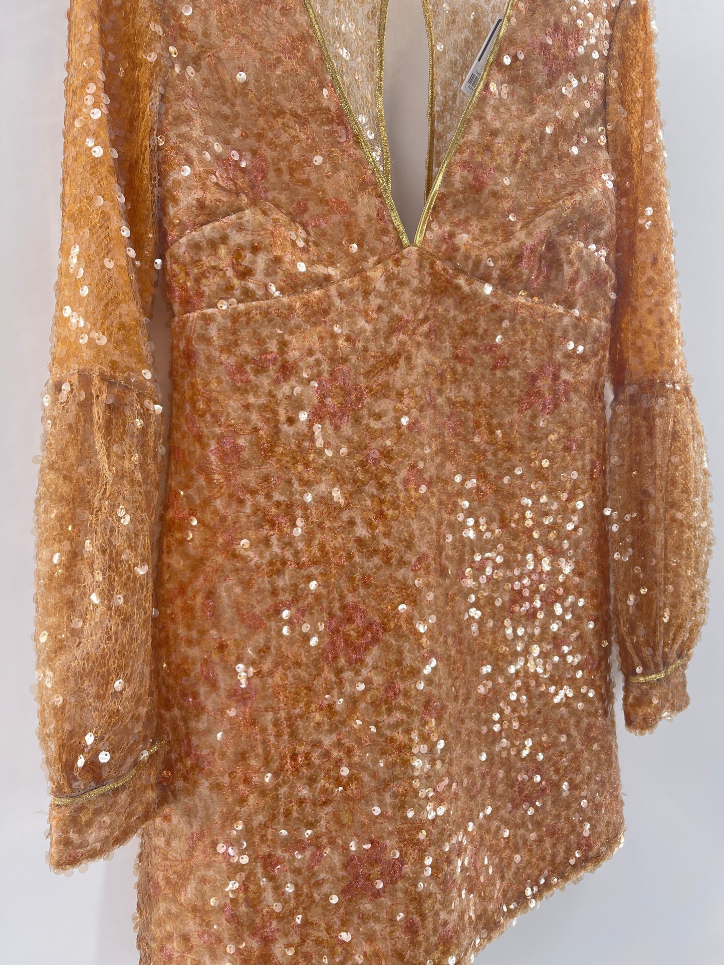 Free People Gold Sequin + Tapestry Dress (2)