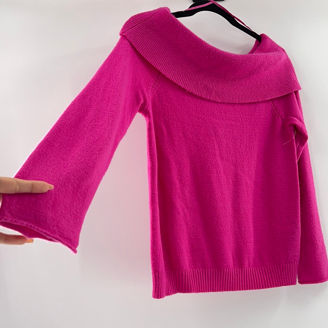 Anthropologie Hot Pink Turtle Neck  Sweater (Size Small)