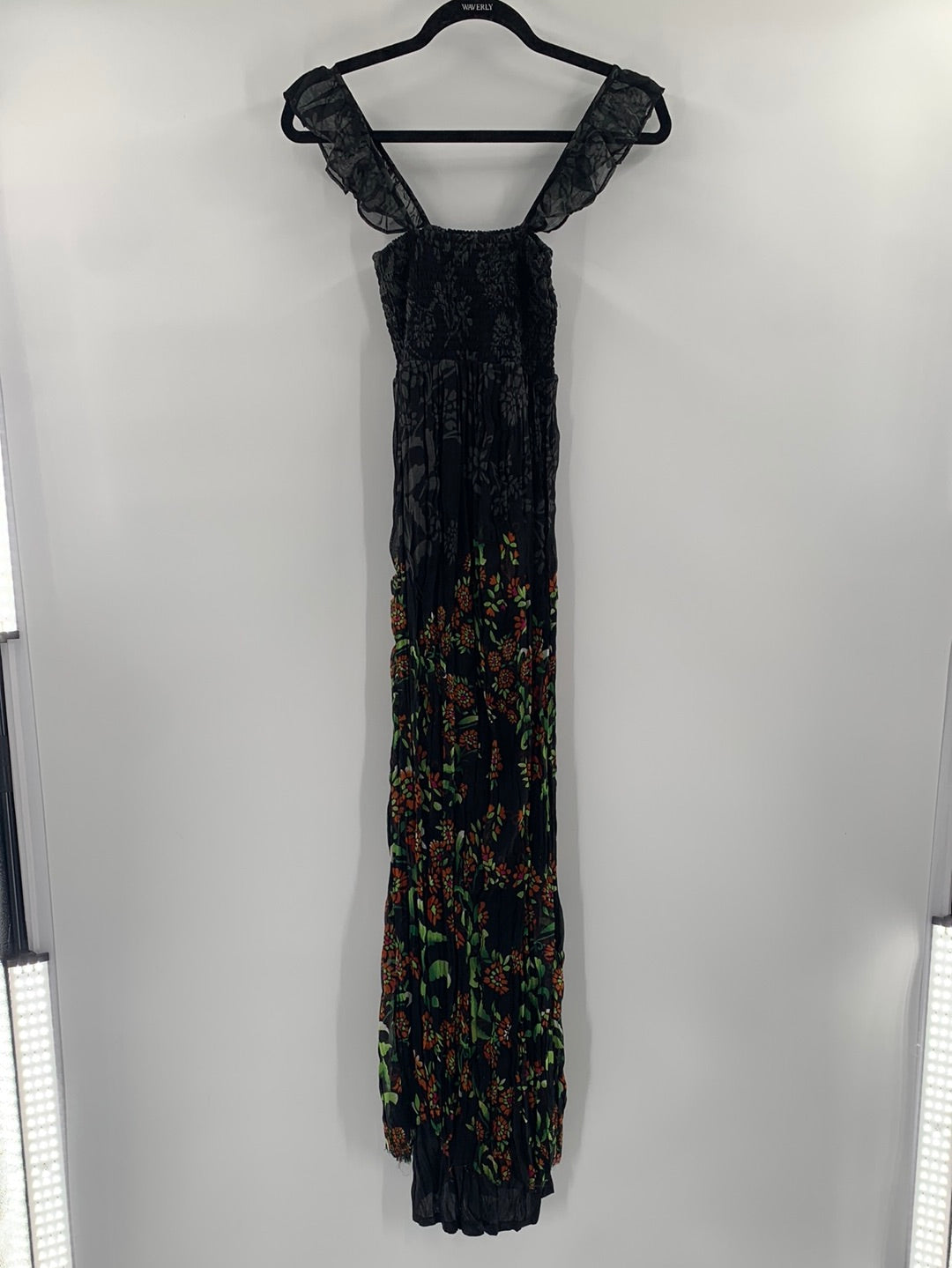 Smocked Black Contrast Maxi (XS)