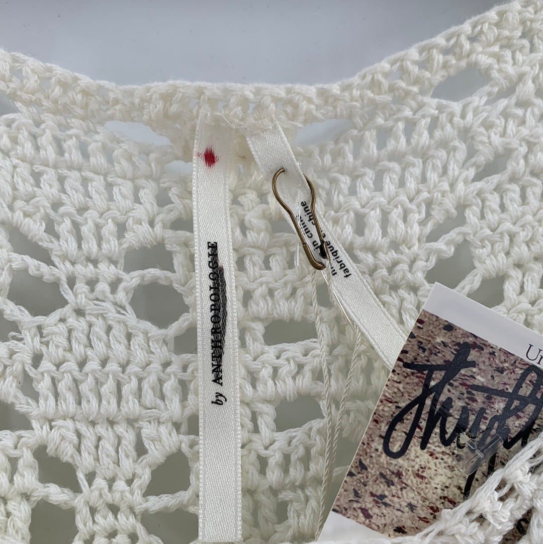 Anthropologie - Knit / Crochet Cream Sleeveless Midi Dress (XL)