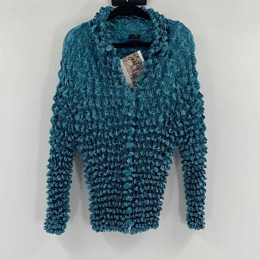 MagicScarf Petroleum Blue Popcorn Cardigan (OS)