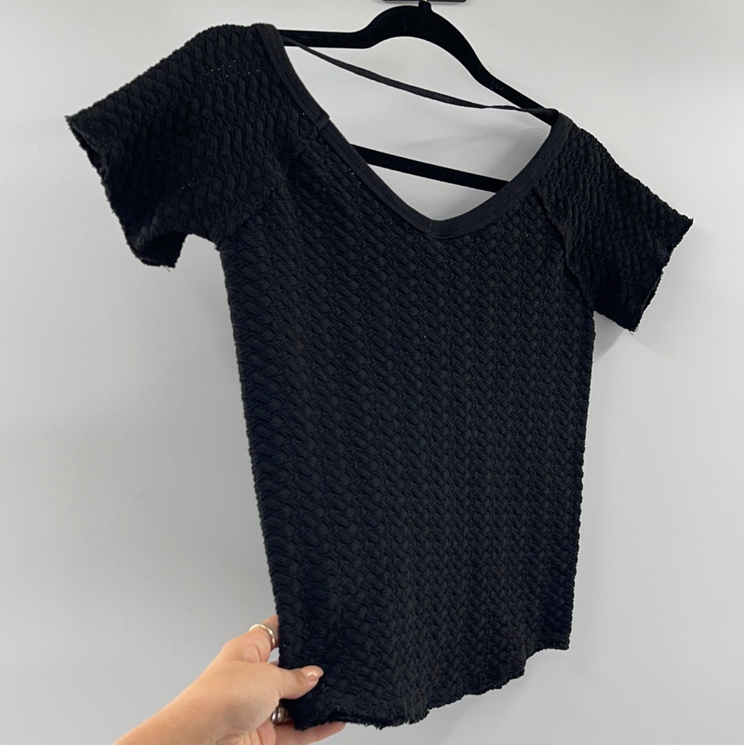 Free People Black Knit T shirt (M)