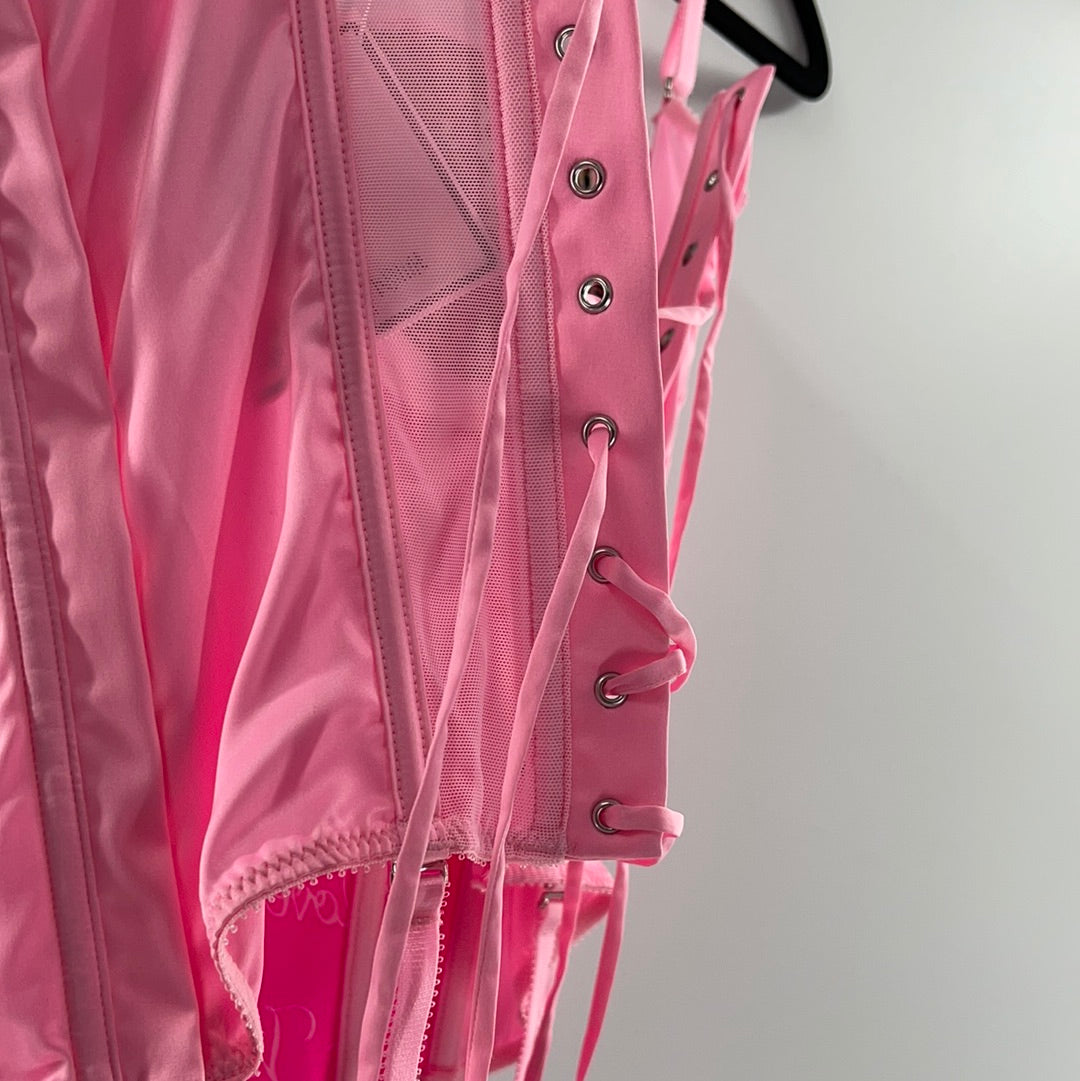 Pastel Pink Satin Corset Top  90's Deadstock Vintage – Denali Brand