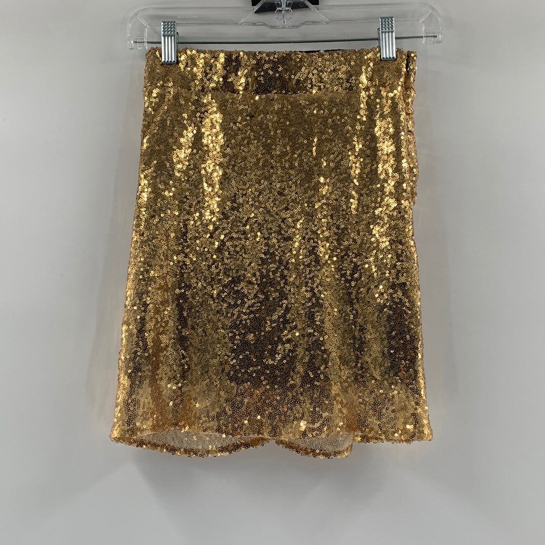 Free People Gold Sequin Mini Skirt (SzS)