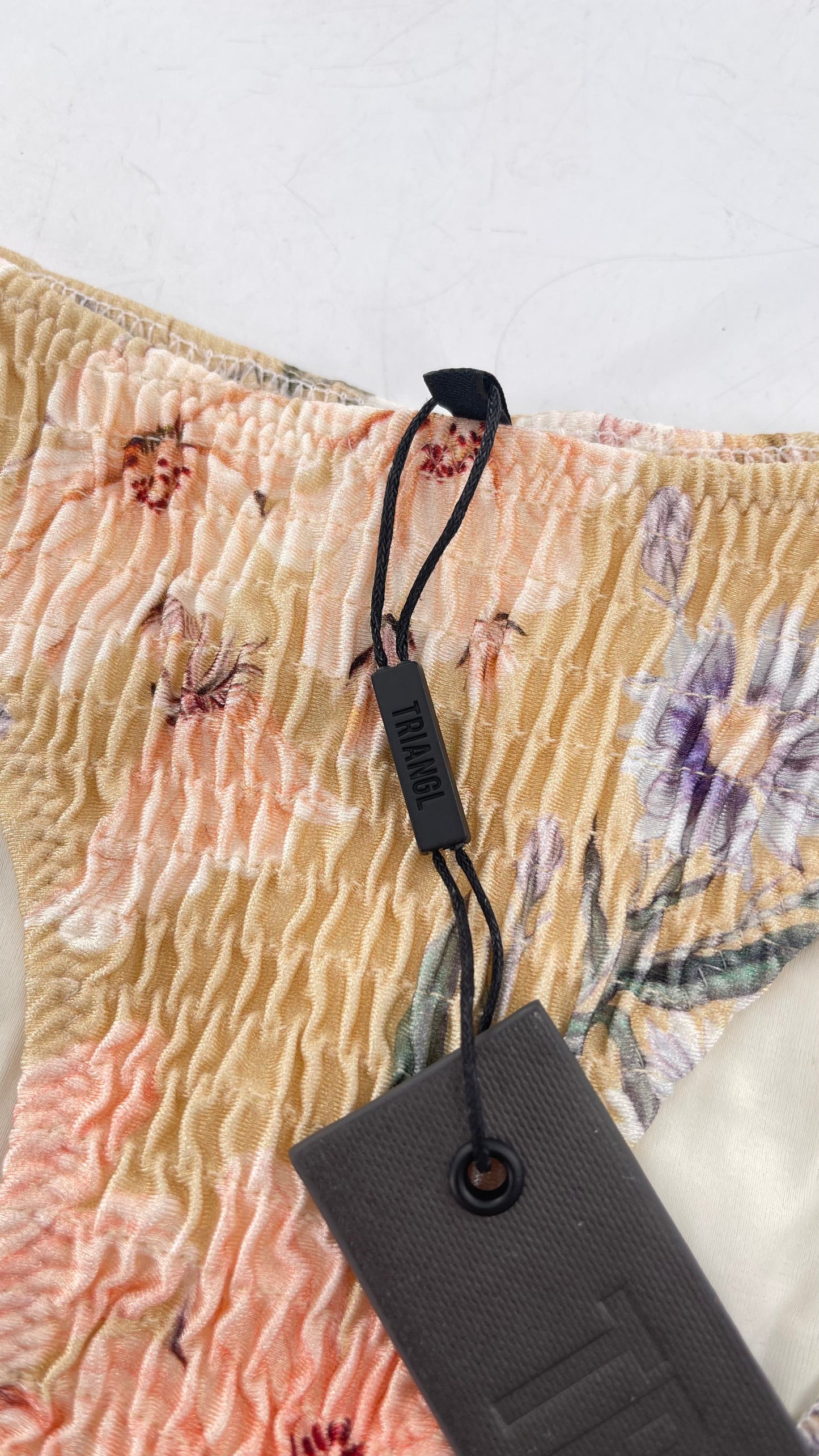 TRIANGL 2pc Tan Floral Smocked Bikini Set with Tags (Small)