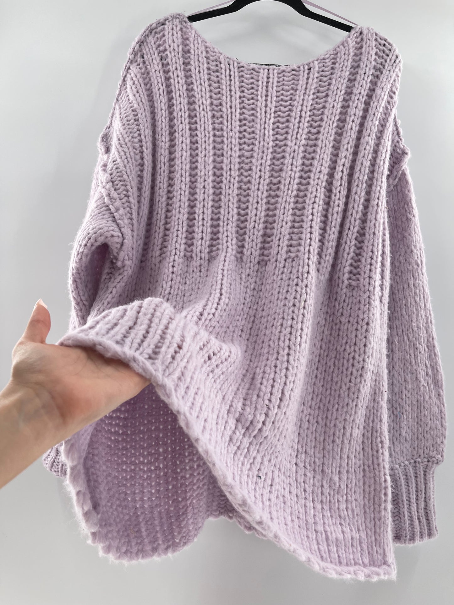 Free People Chunky Knit Lilac/Lavender Sweater (Medium)