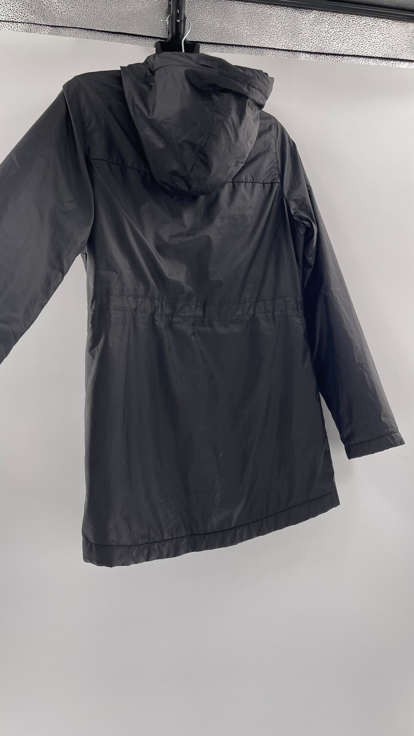 The North Face Black Nylon Front Zipper Hooded Coat - Size S