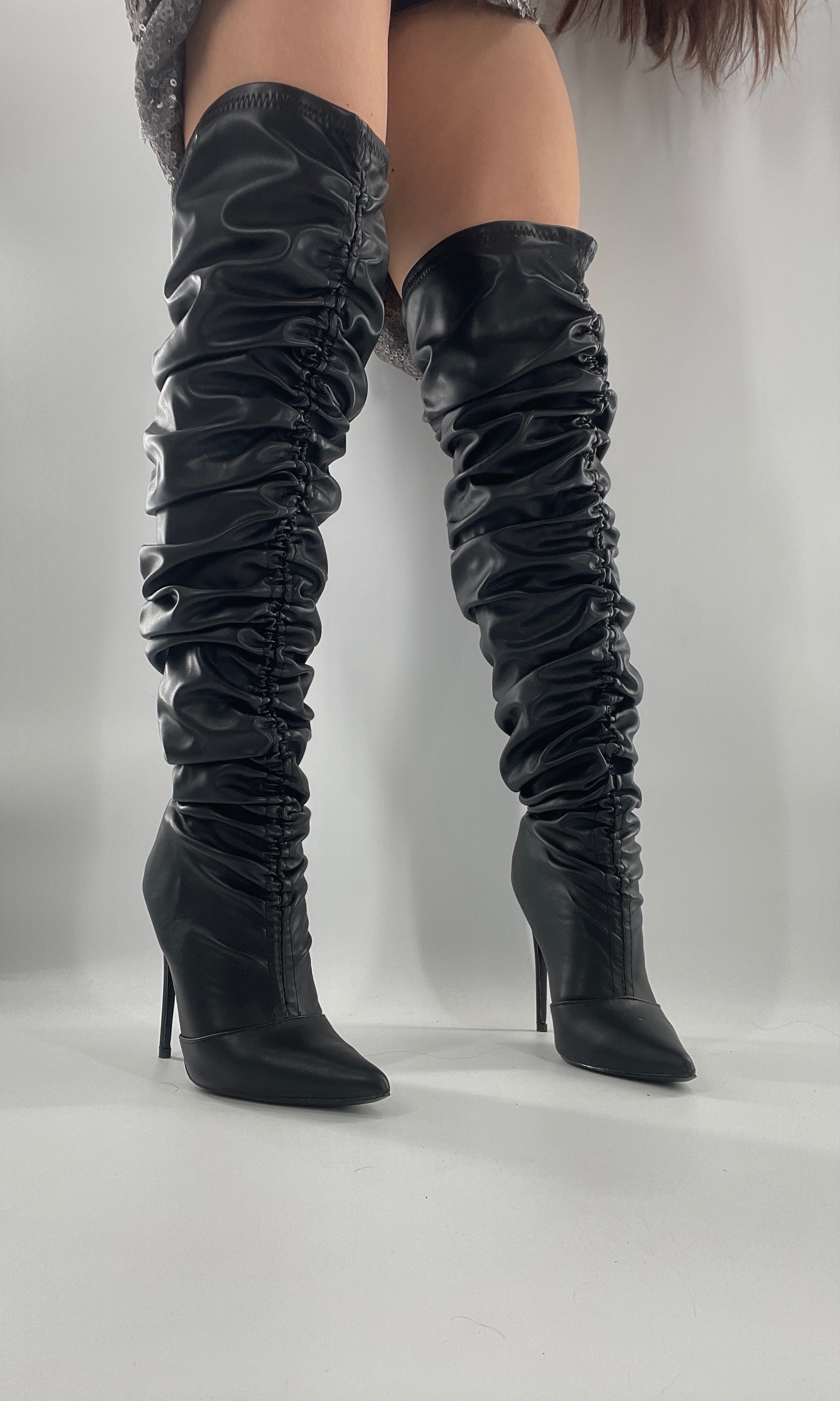 Leather 2025 scrunch boots