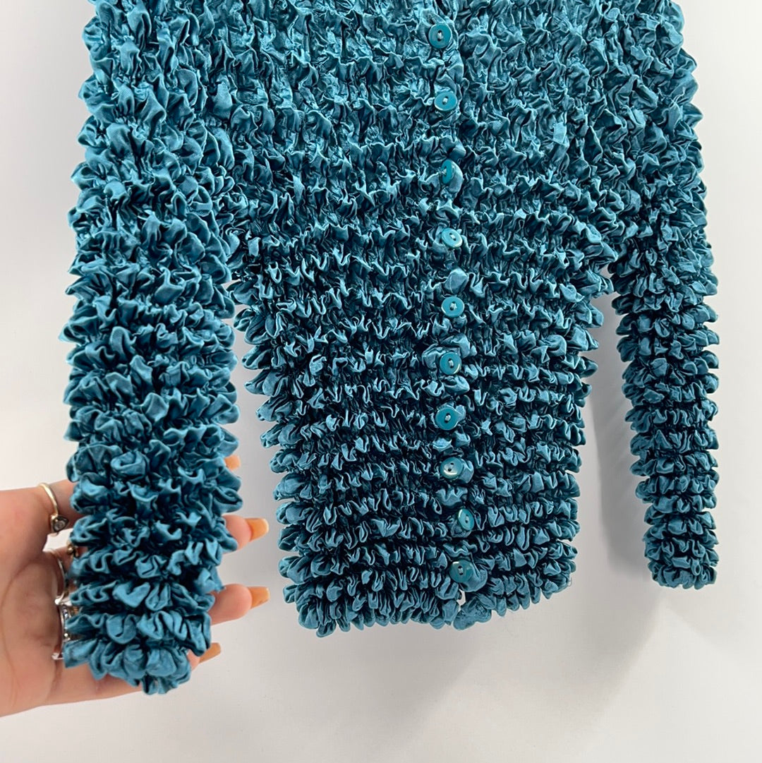 MagicScarf Petroleum Blue Popcorn Cardigan (OS)