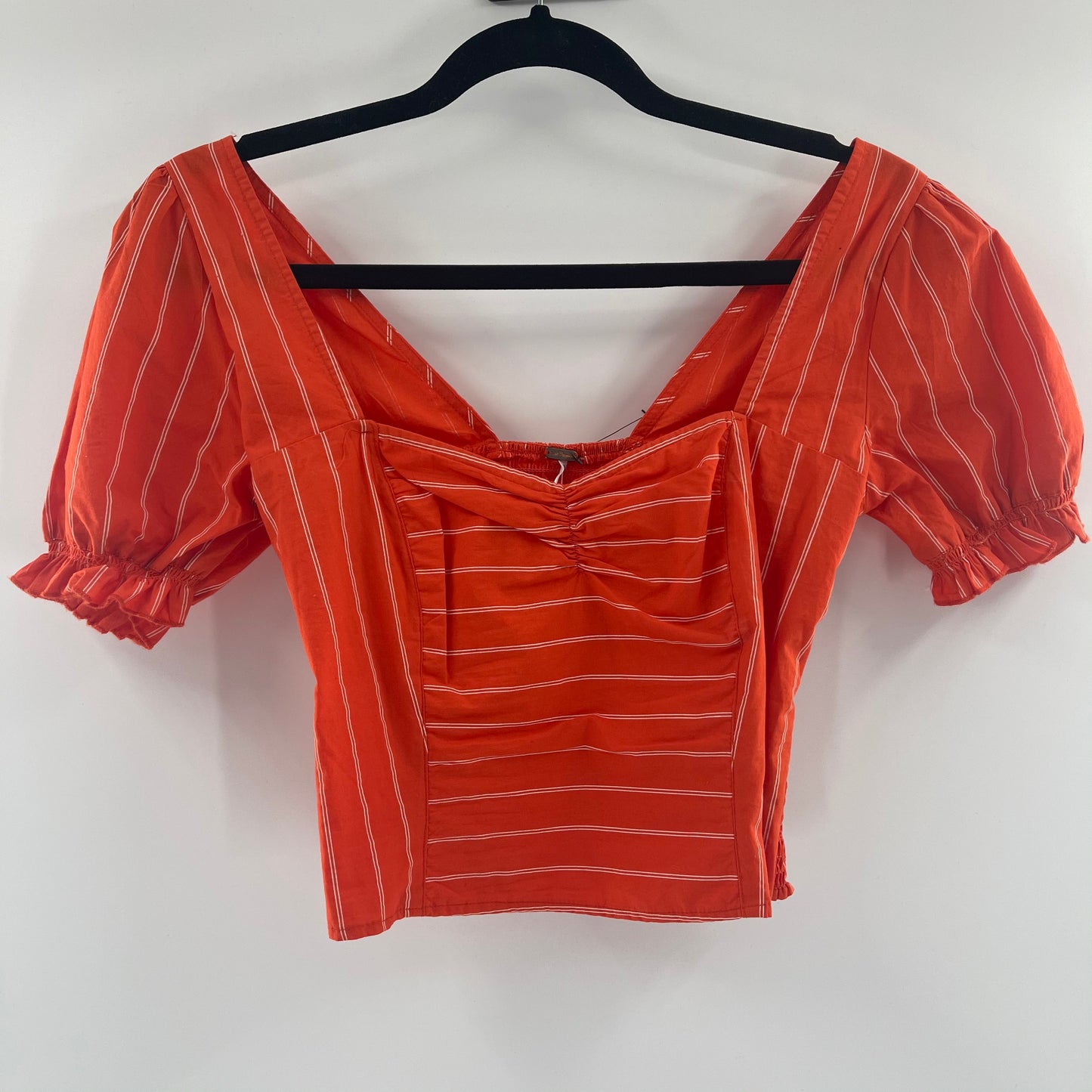 Free People Orange Striped Short Sleeve (XS)