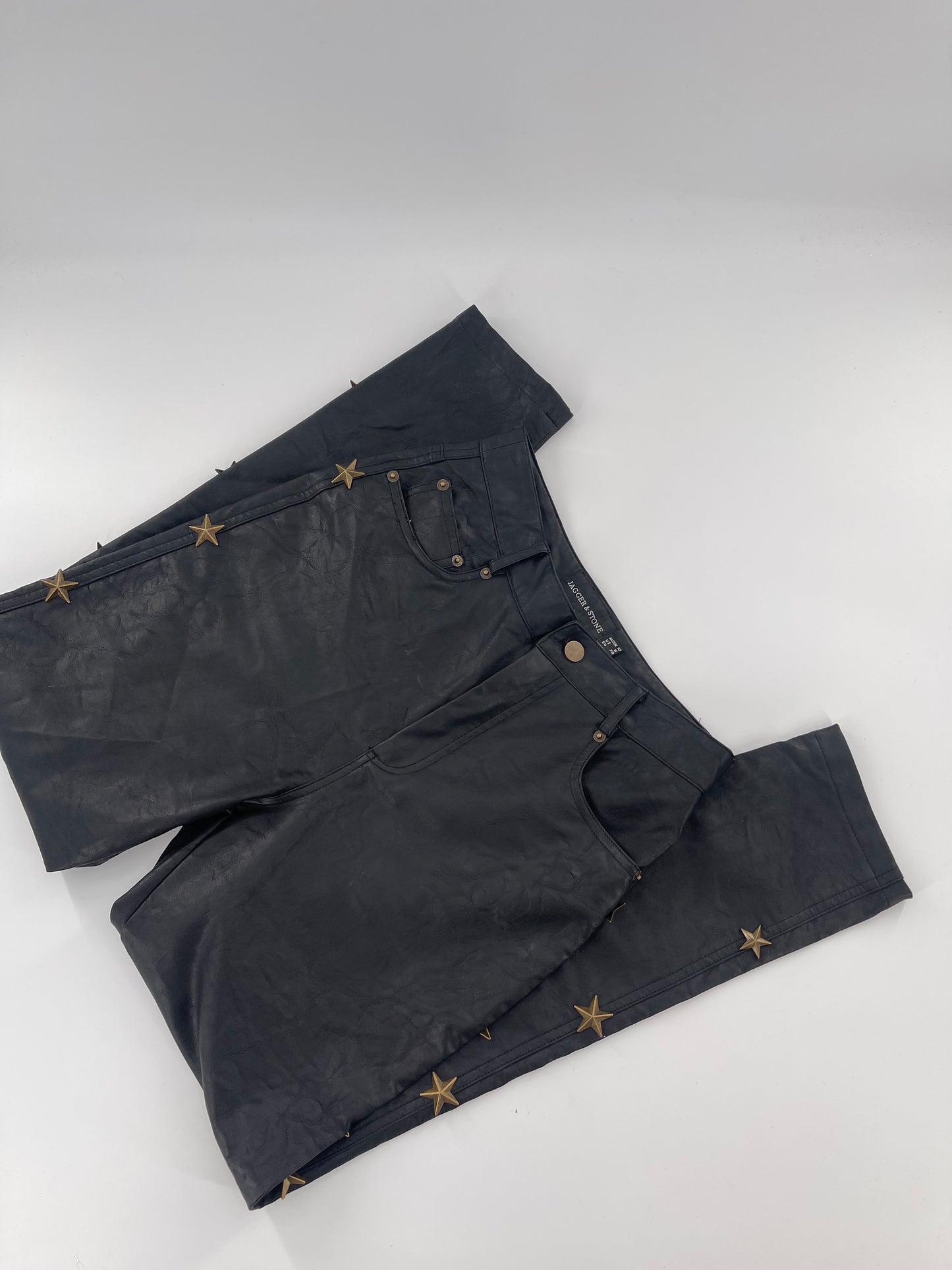 Jagger & Stone Faux Leather Pants with Metal Stars (Sz 6)