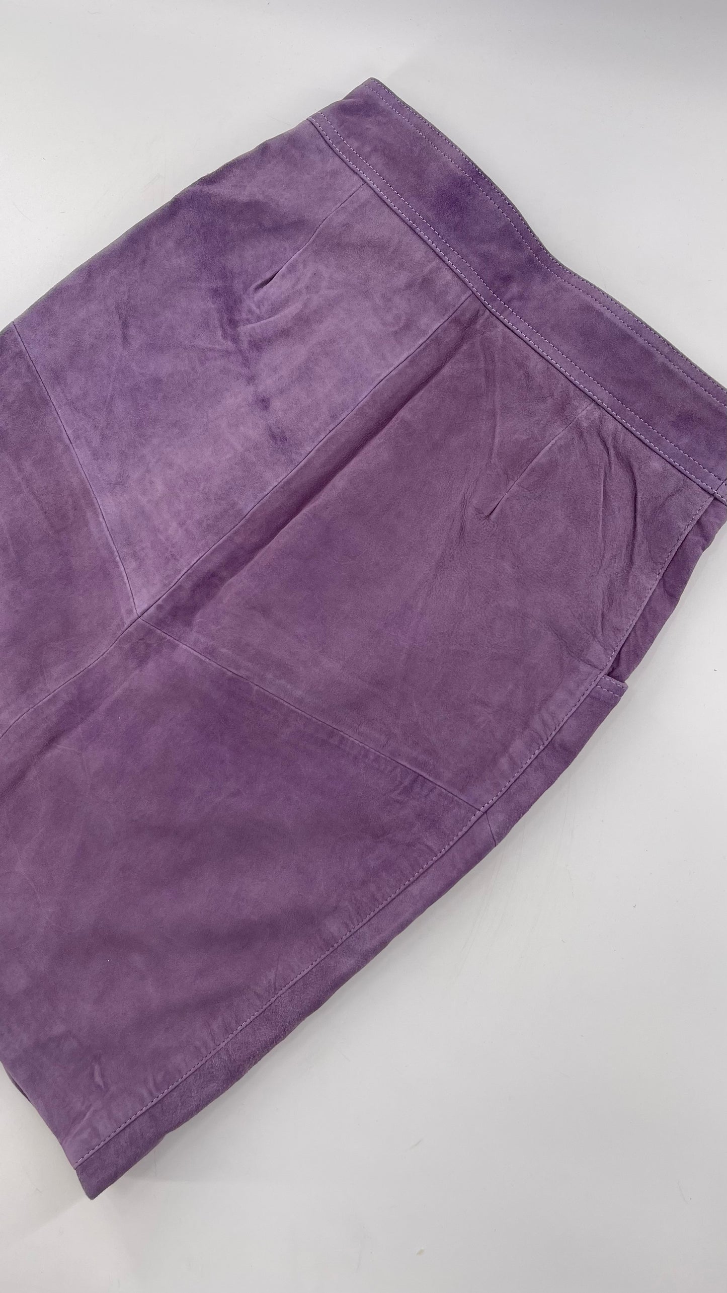 Free People Understated Purple Leather Knee Length Skirt (4)