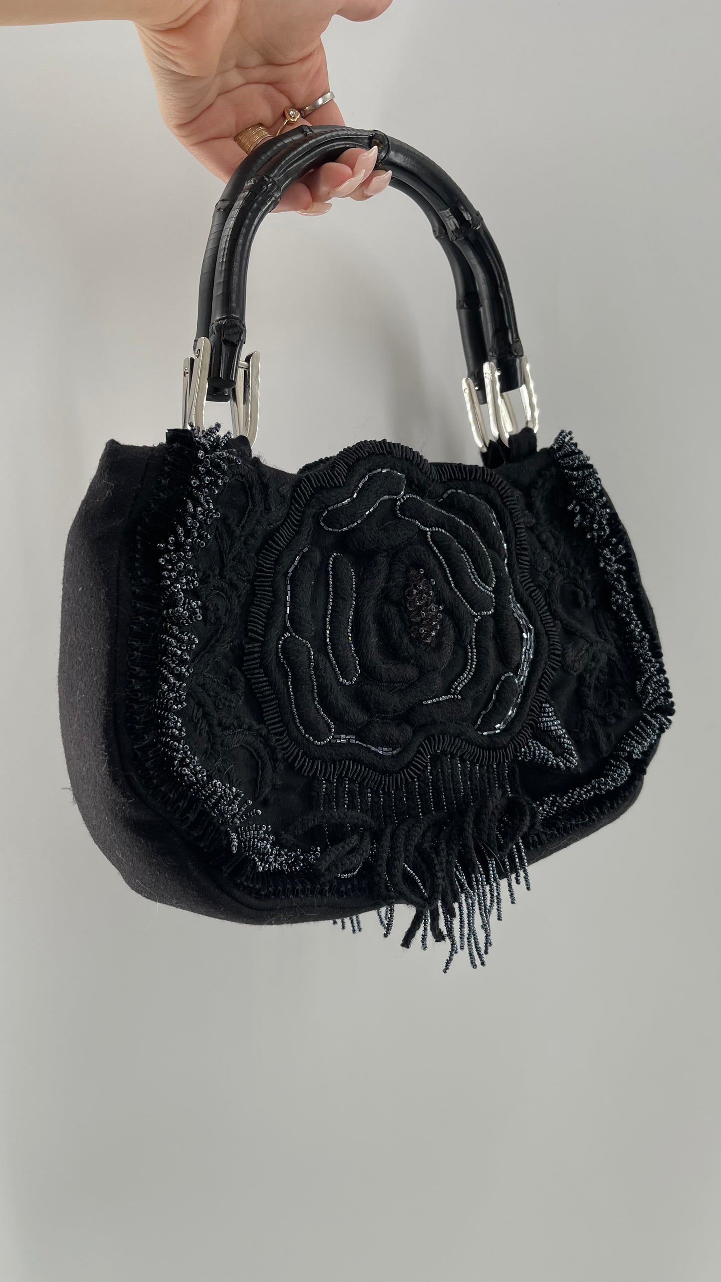 Vintage IPA NIMA Black Embroidered Beaded