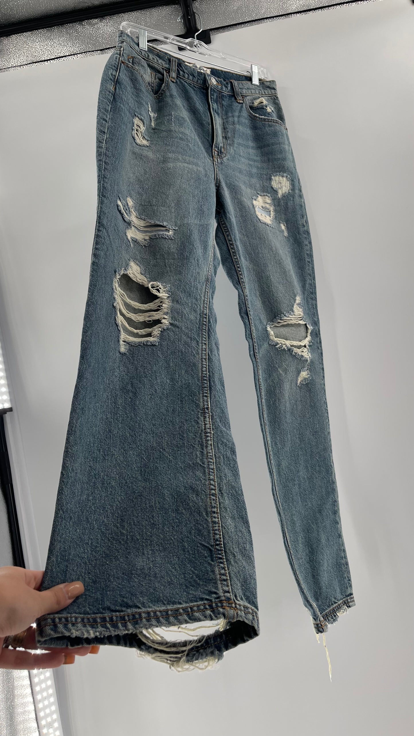 Free People Distressed High Waisted Wide Legs (30)
