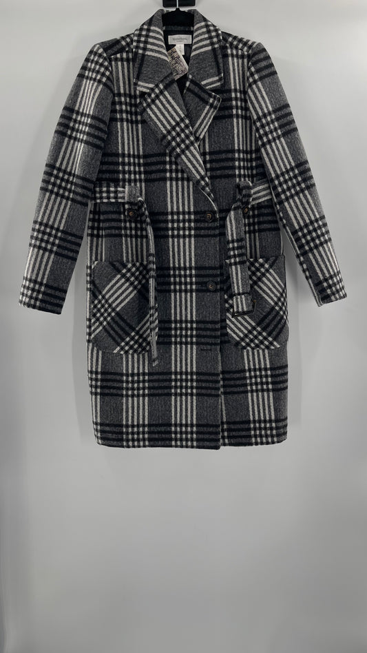 Motherhood Maternity winter coat Black, white, grey plaid - Size S