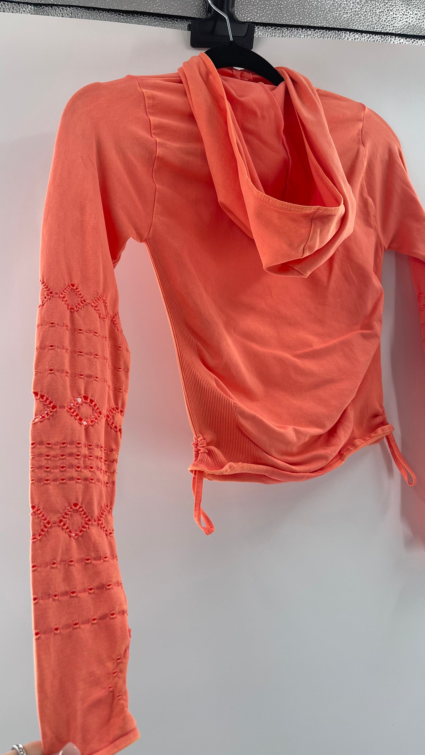 Free People MovementGood Karma Neon Orange Hooded Long Sleeve (XS/S)