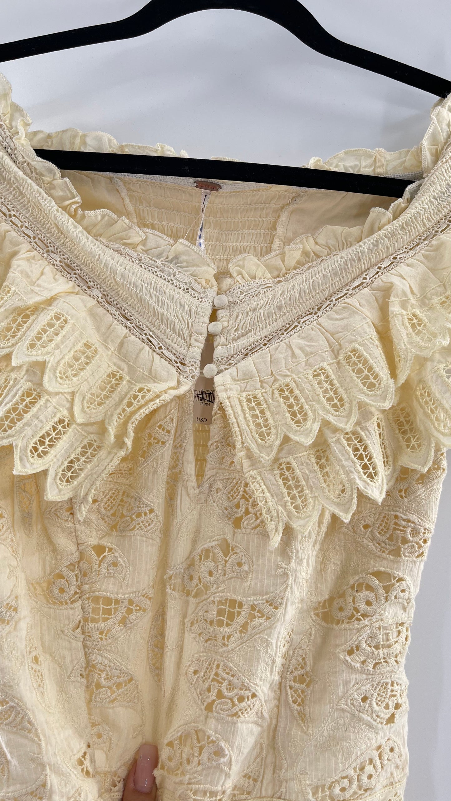 Intimately Free People Light Yellow Lace Bodysuit (XS)